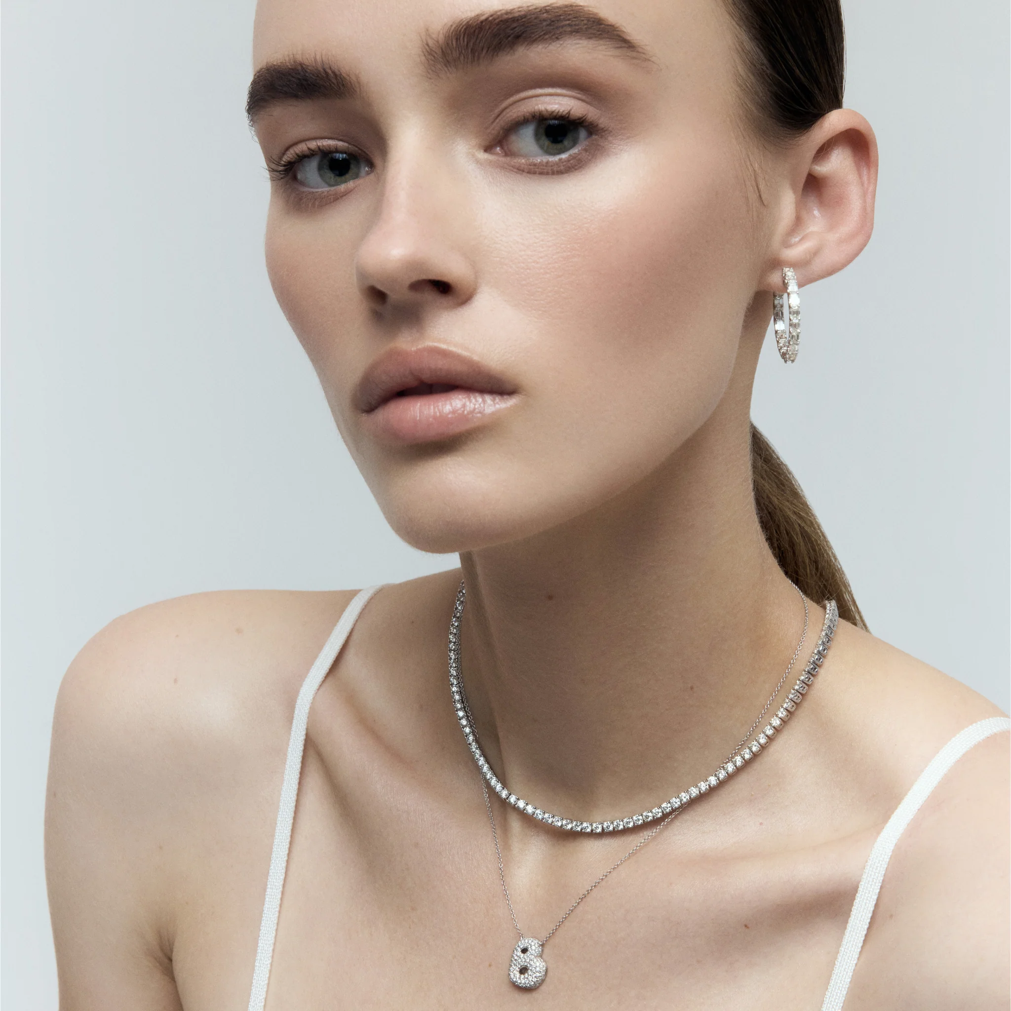 Classic Round Diamond Tennis Necklace - Image 3