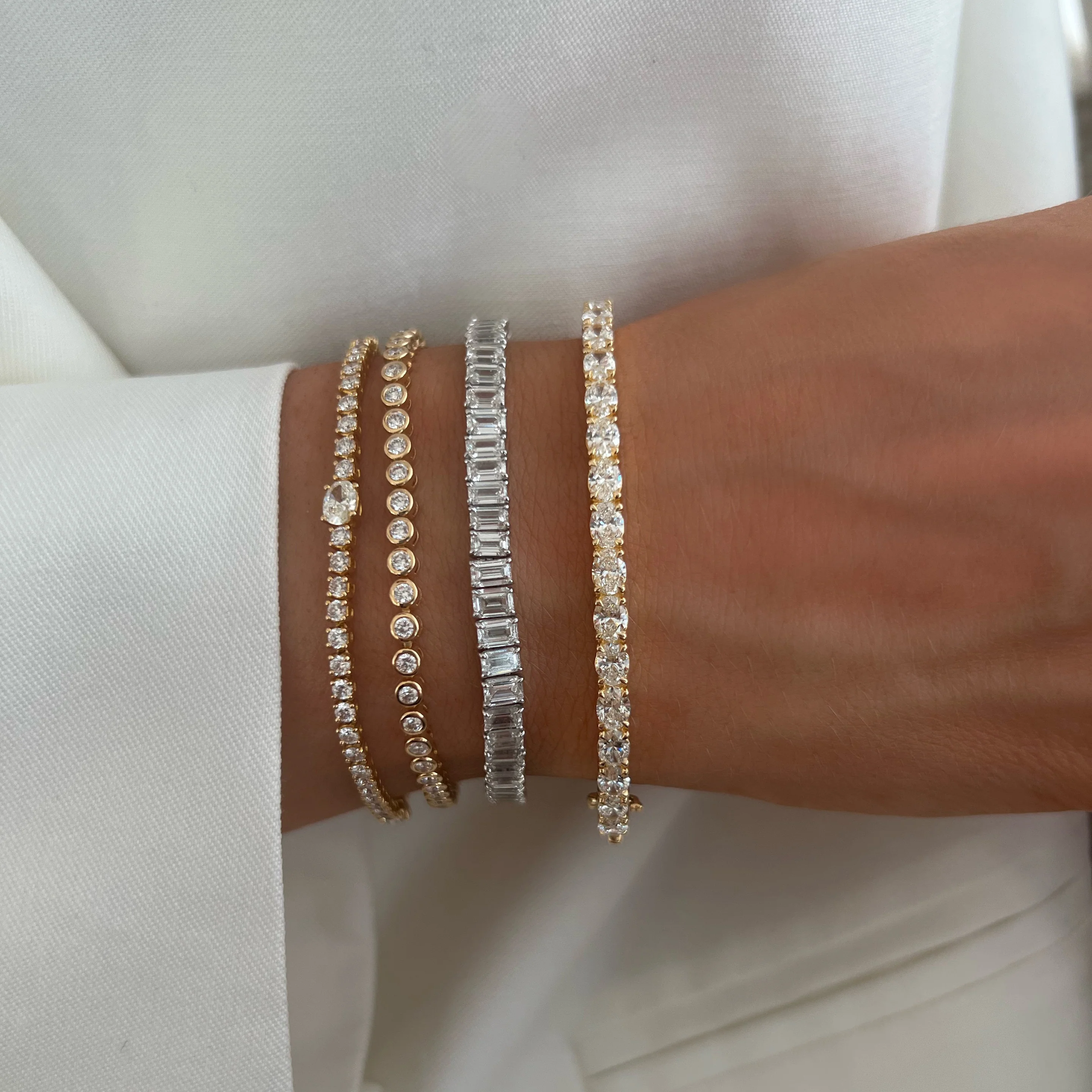 East West Oval Diamond Bangle - Image 4