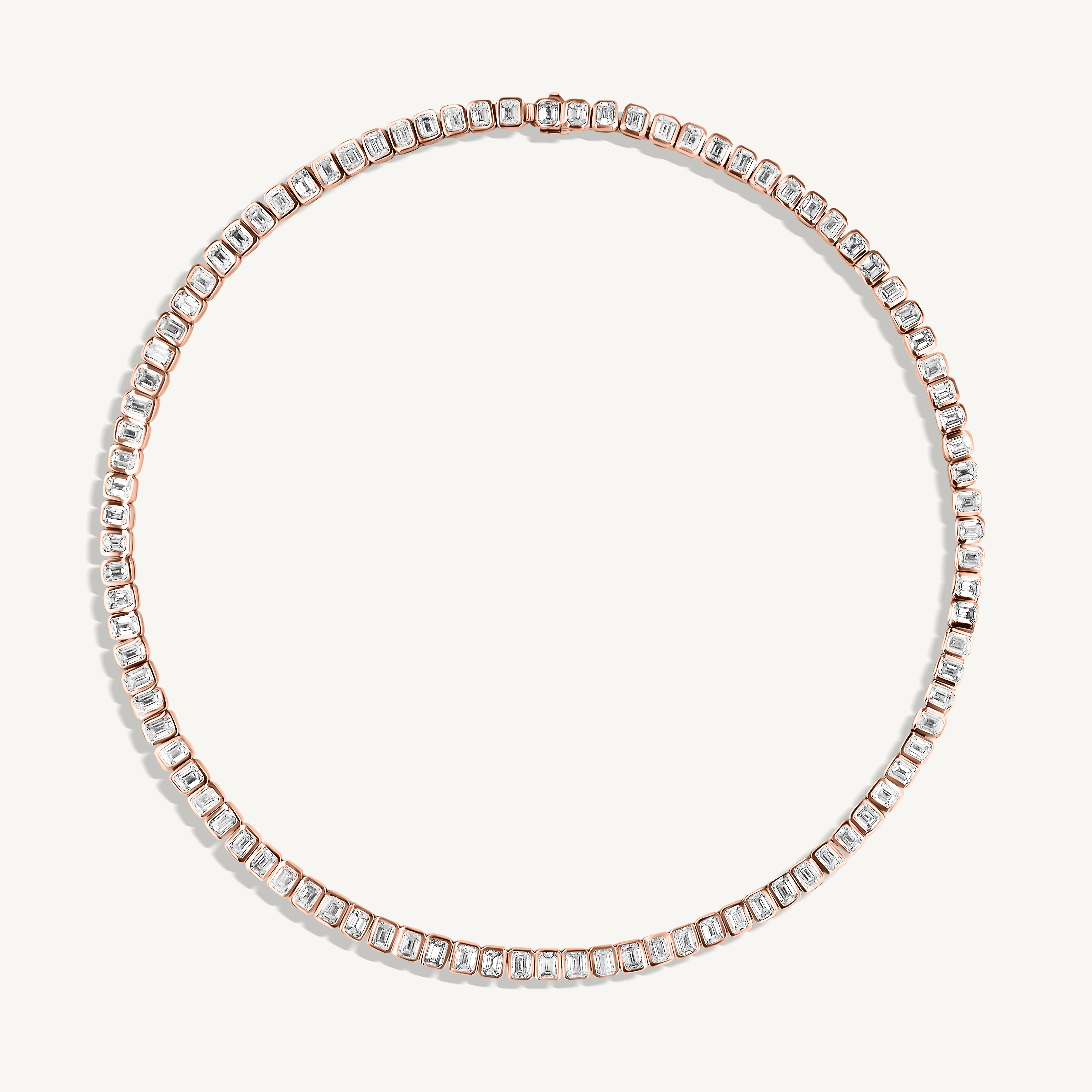 Emerald Diamond Bezel Set Tennis Necklace - Image 3