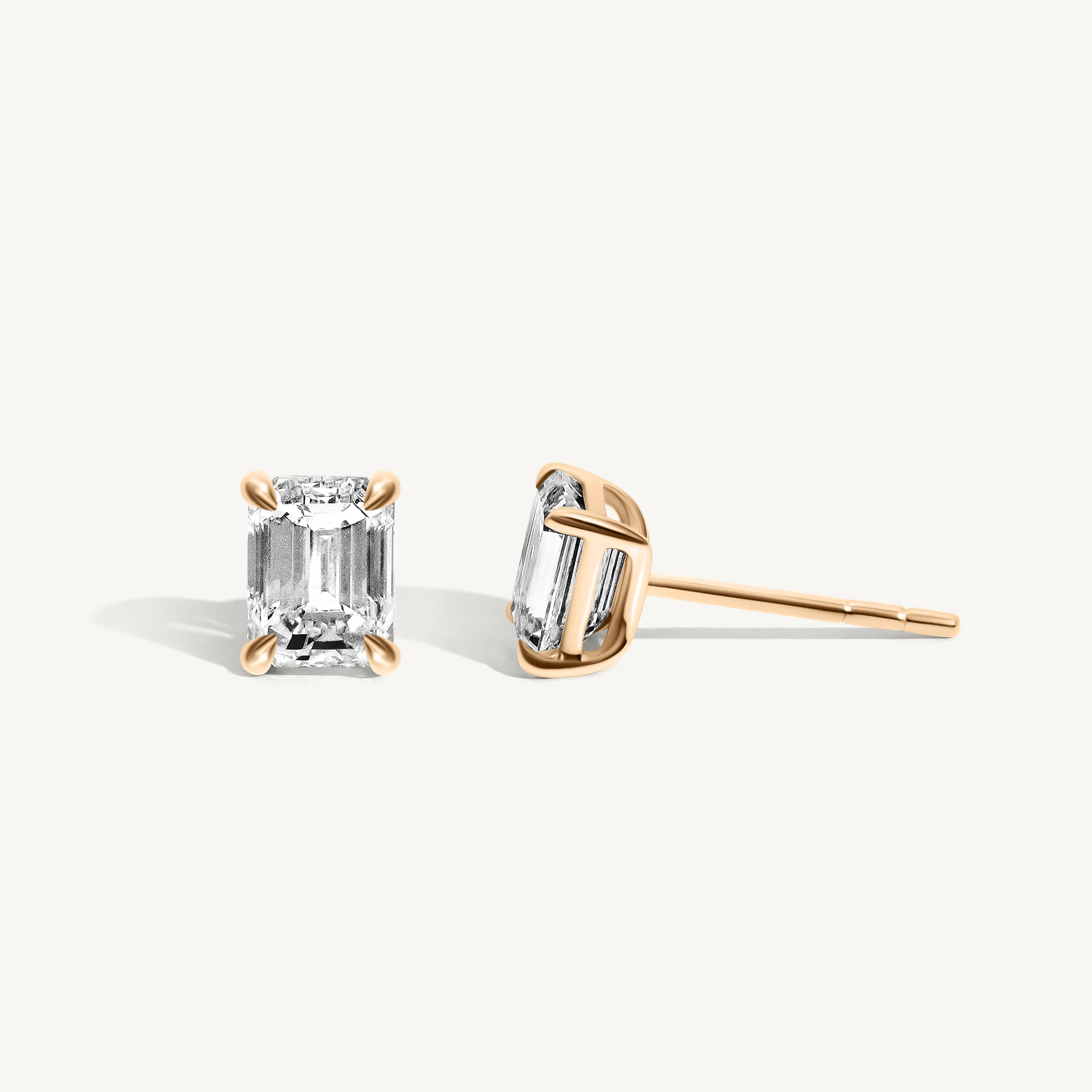 Emerald Diamond Stud Earrings - Image 3