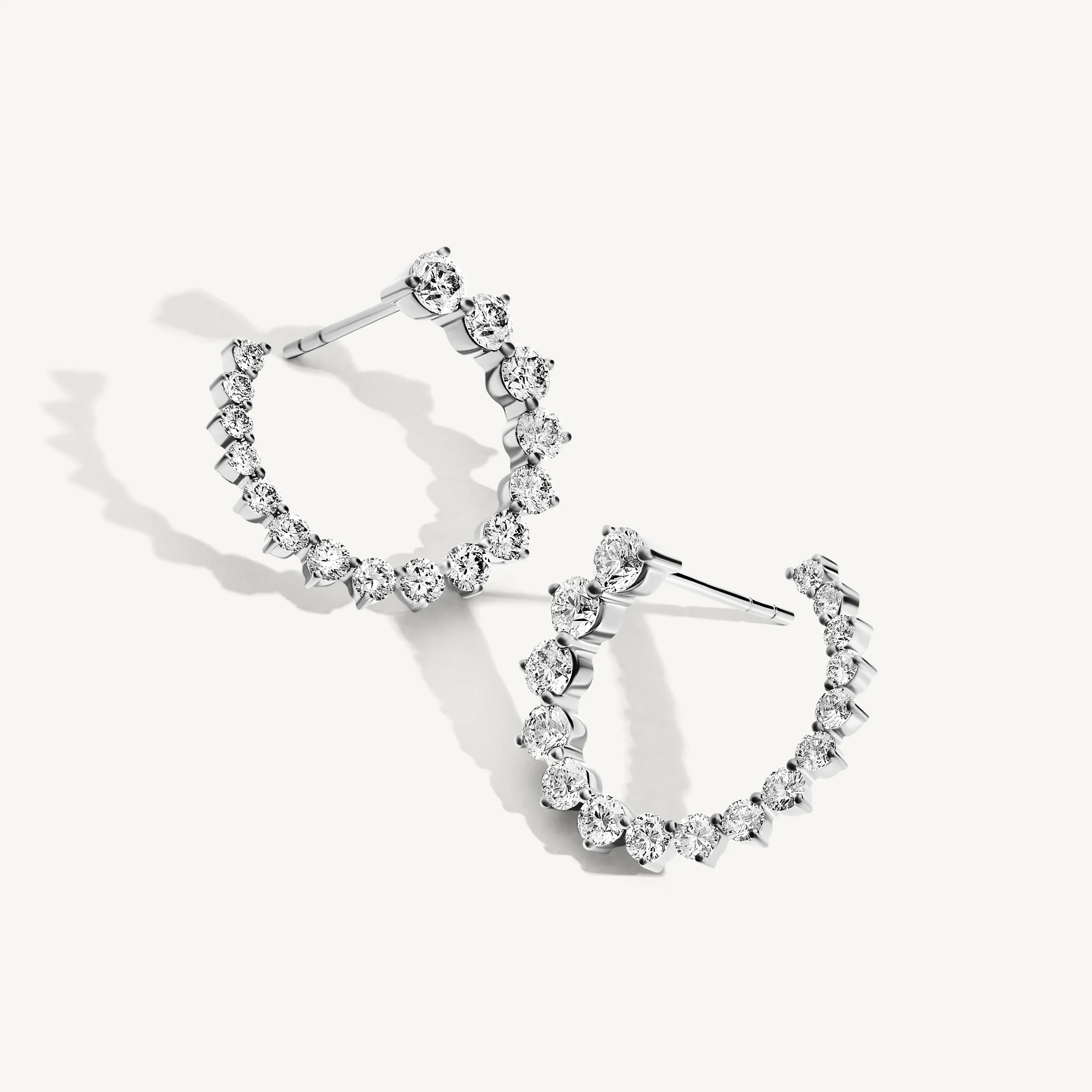 Graduating Round Diamond Open Hoop Earrings - Image 3