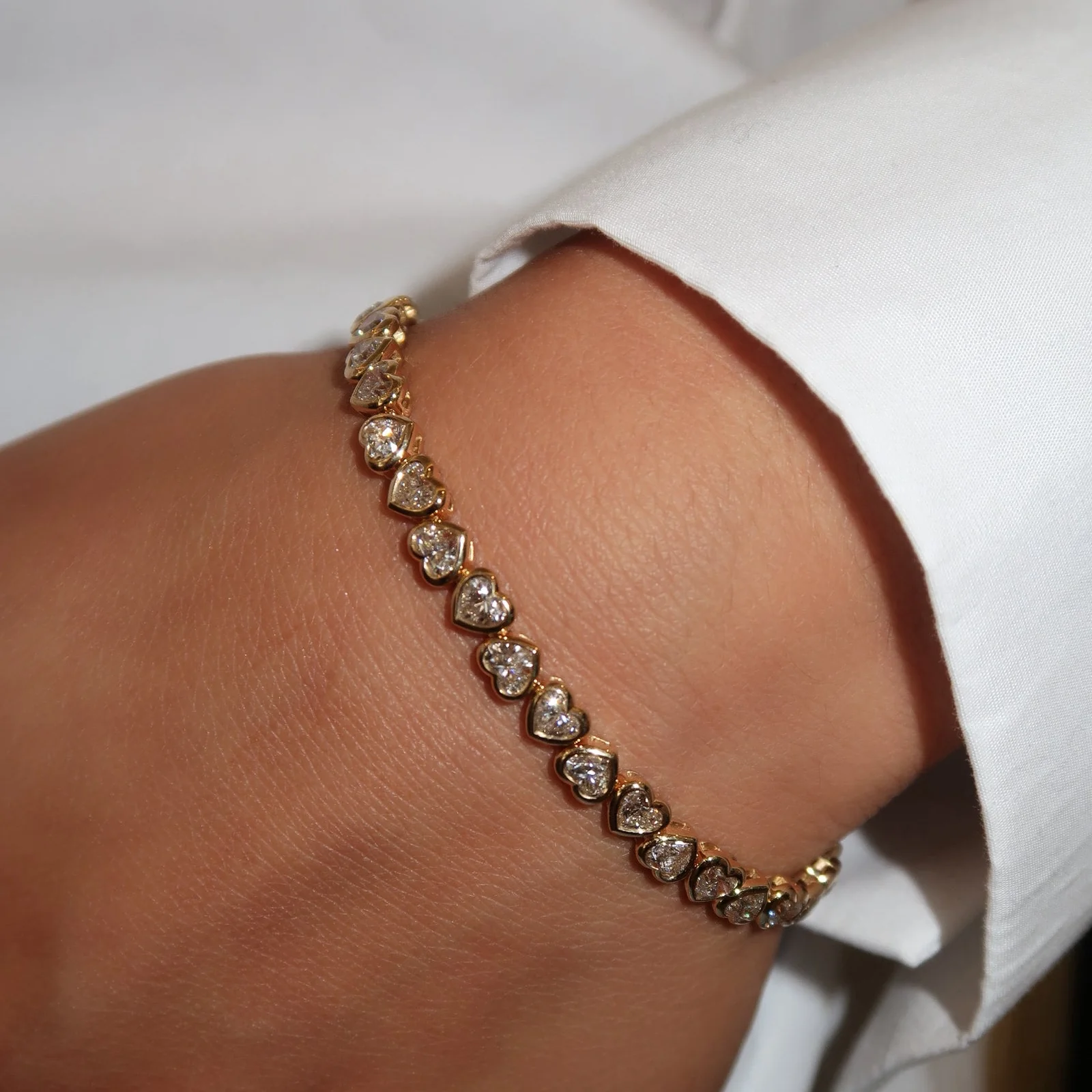 Heart Bezel Set Diamond Tennis Bracelet - Image 2