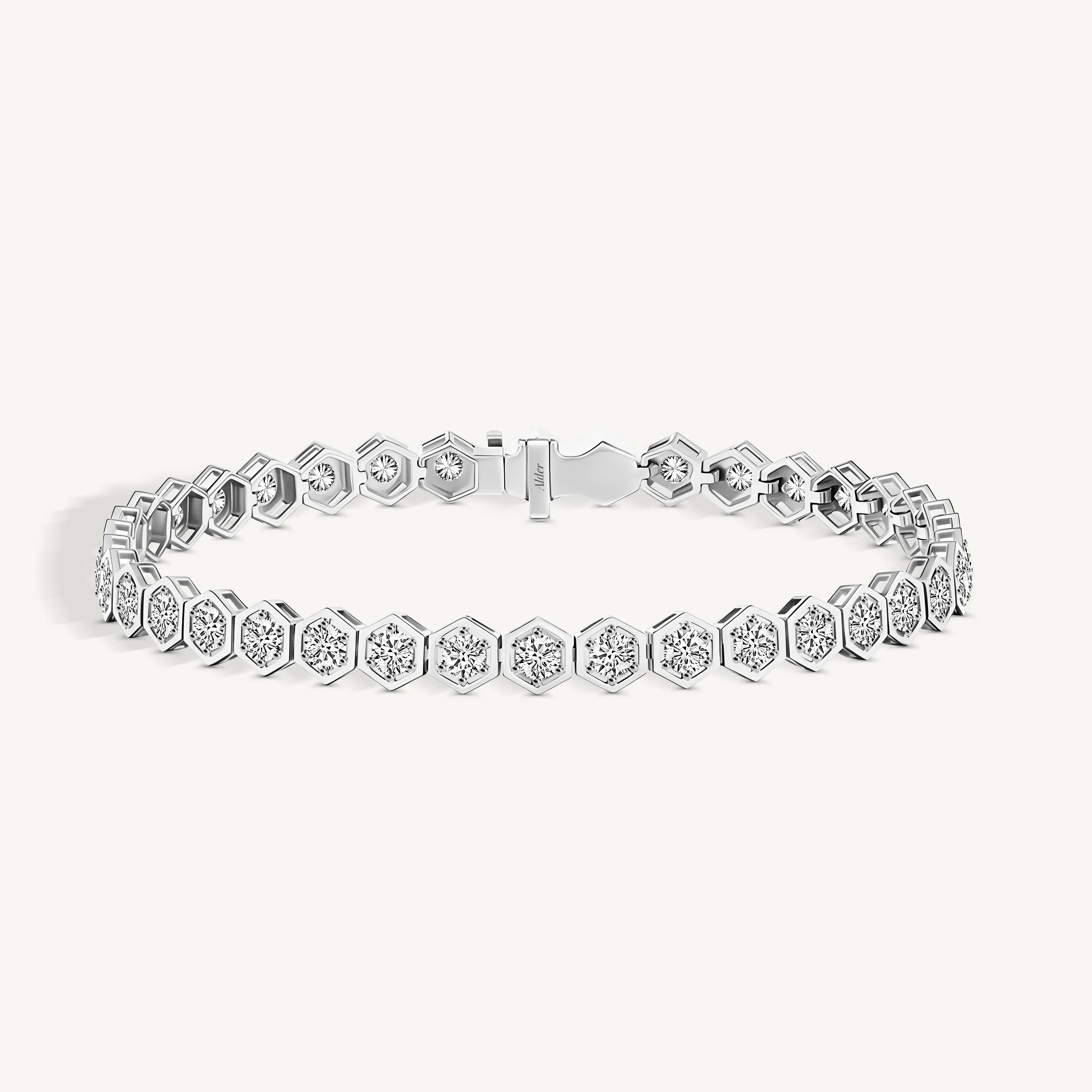 Medium Hexagon Round Diamond Tennis Bracelet