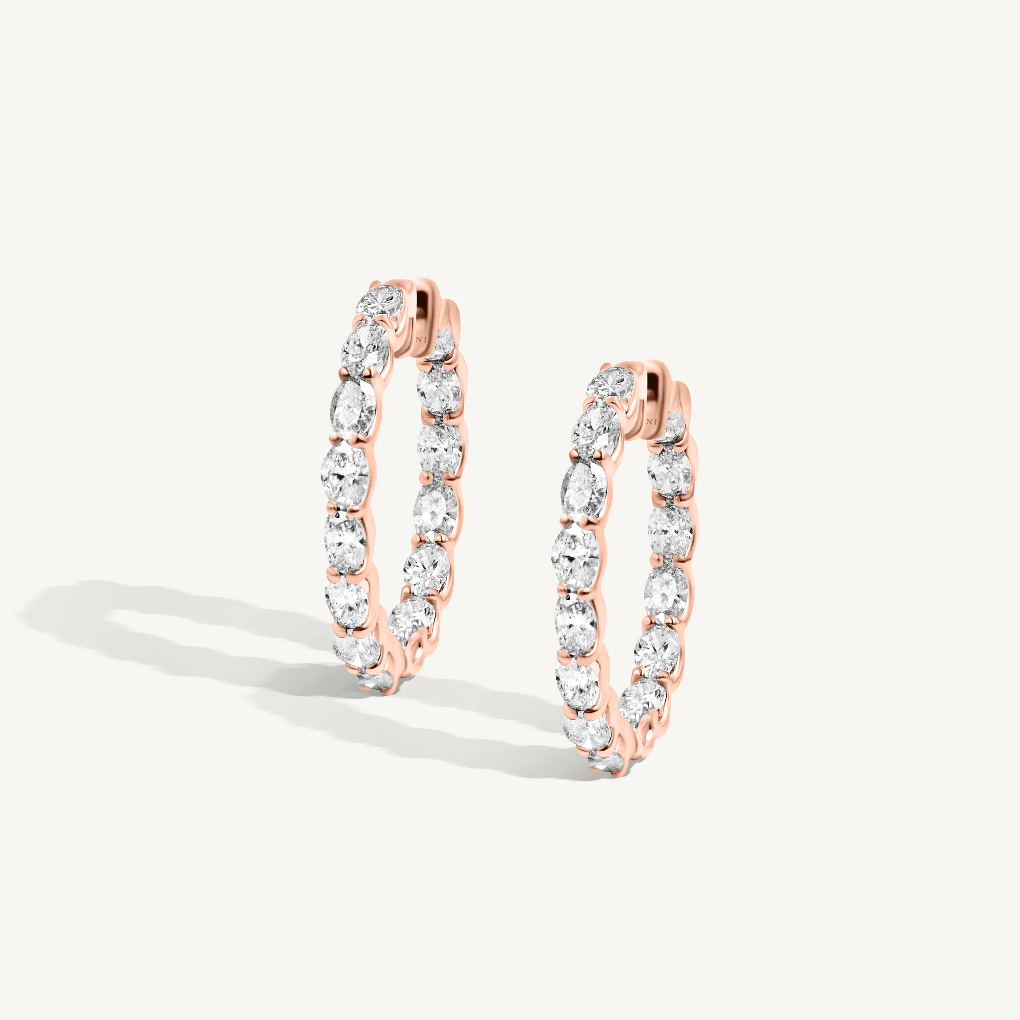 Oval Diamond Hoop Earrings - Image 3