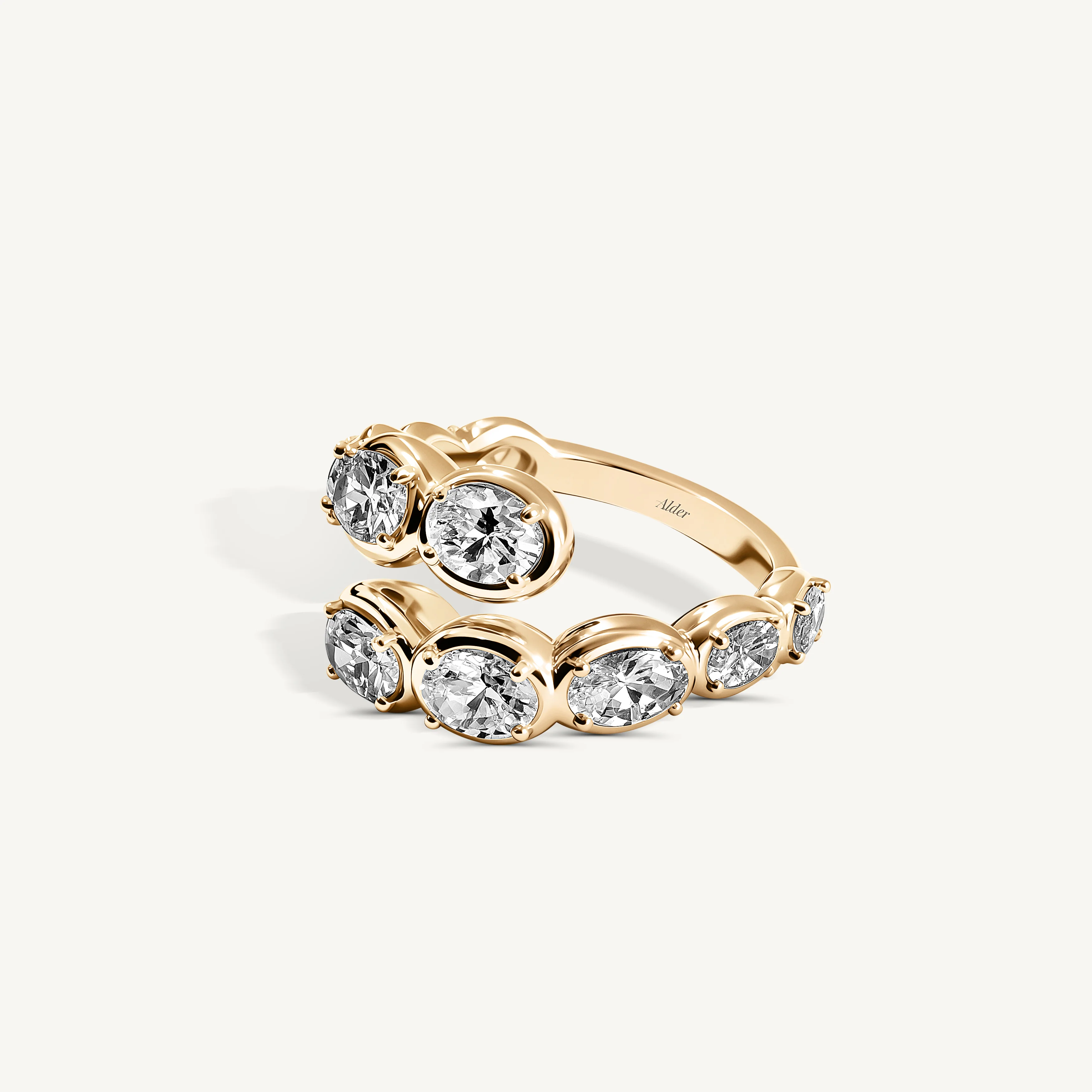 Oval Diamond Lunar Bypass Ring - Image 4