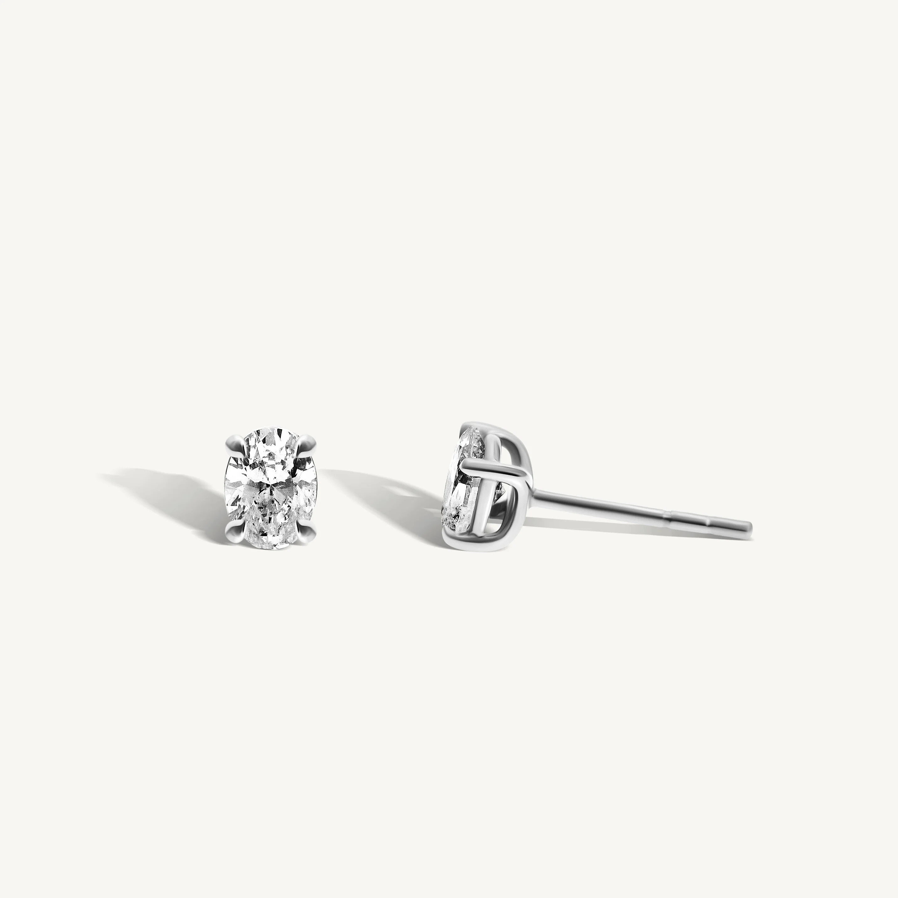 Oval Diamond Stud Earrings - Image 5