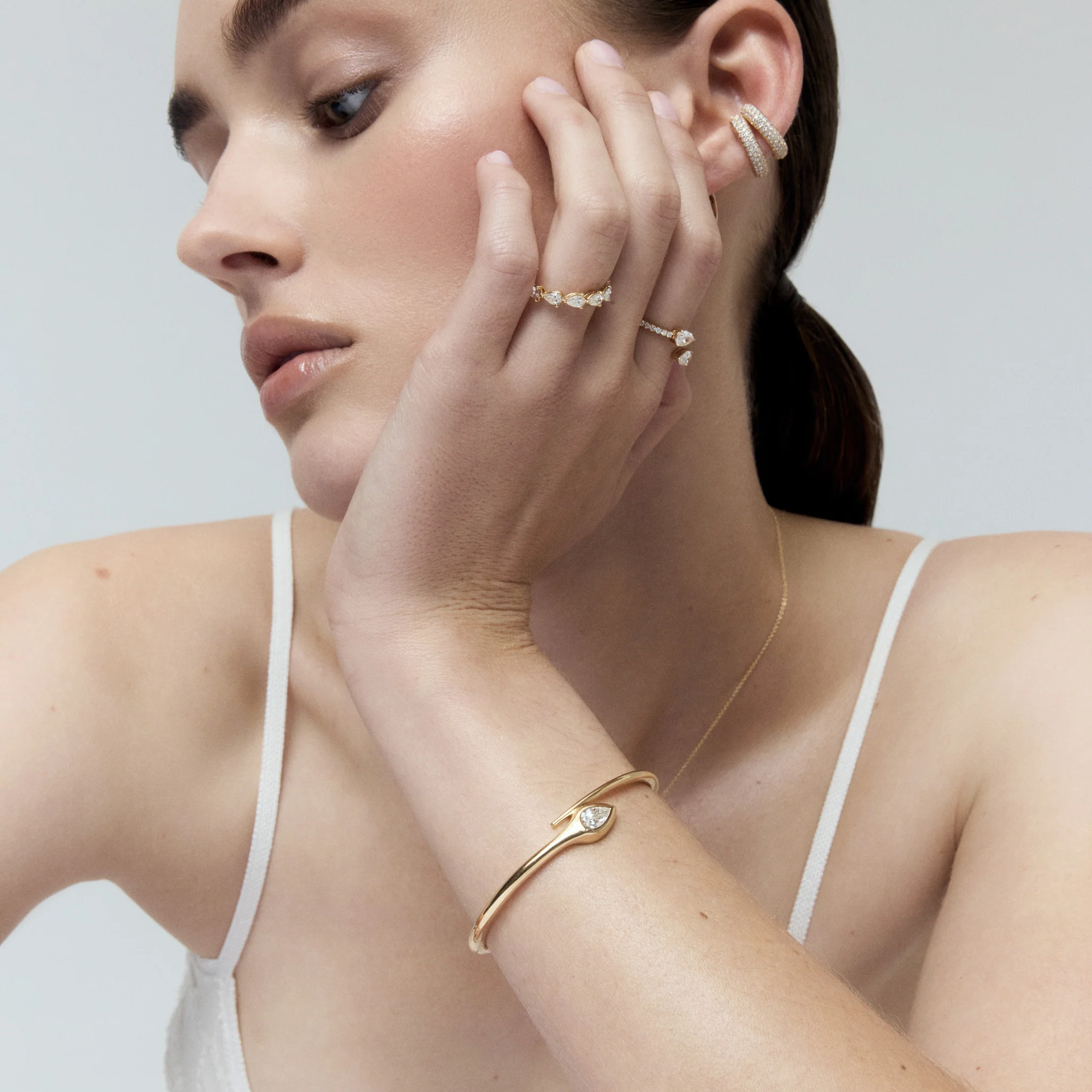Pear Diamond Lunar Bangle - Image 4