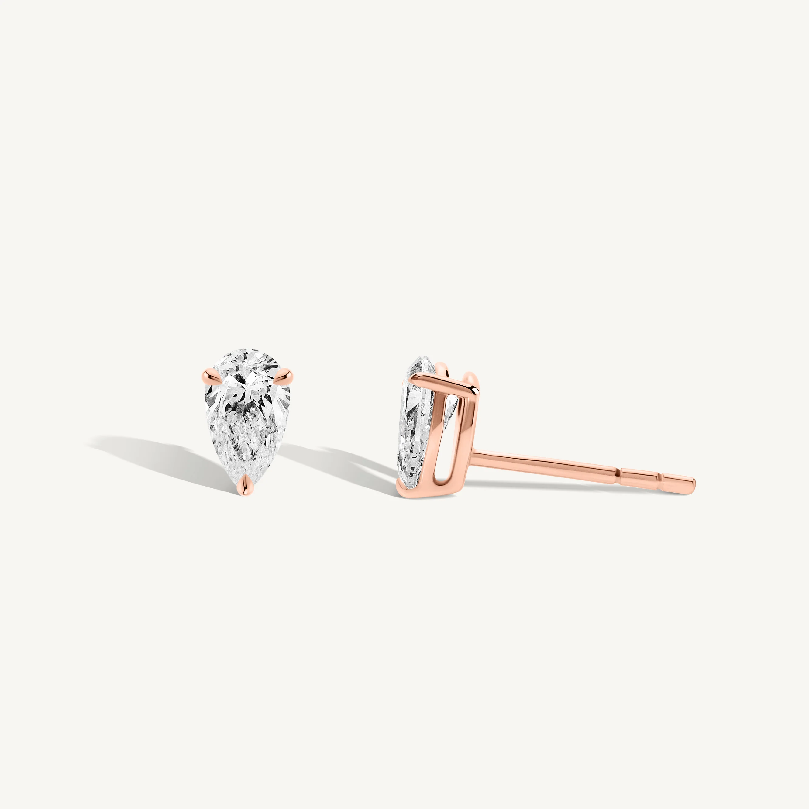 Pear Diamond Stud Earrings - Image 4